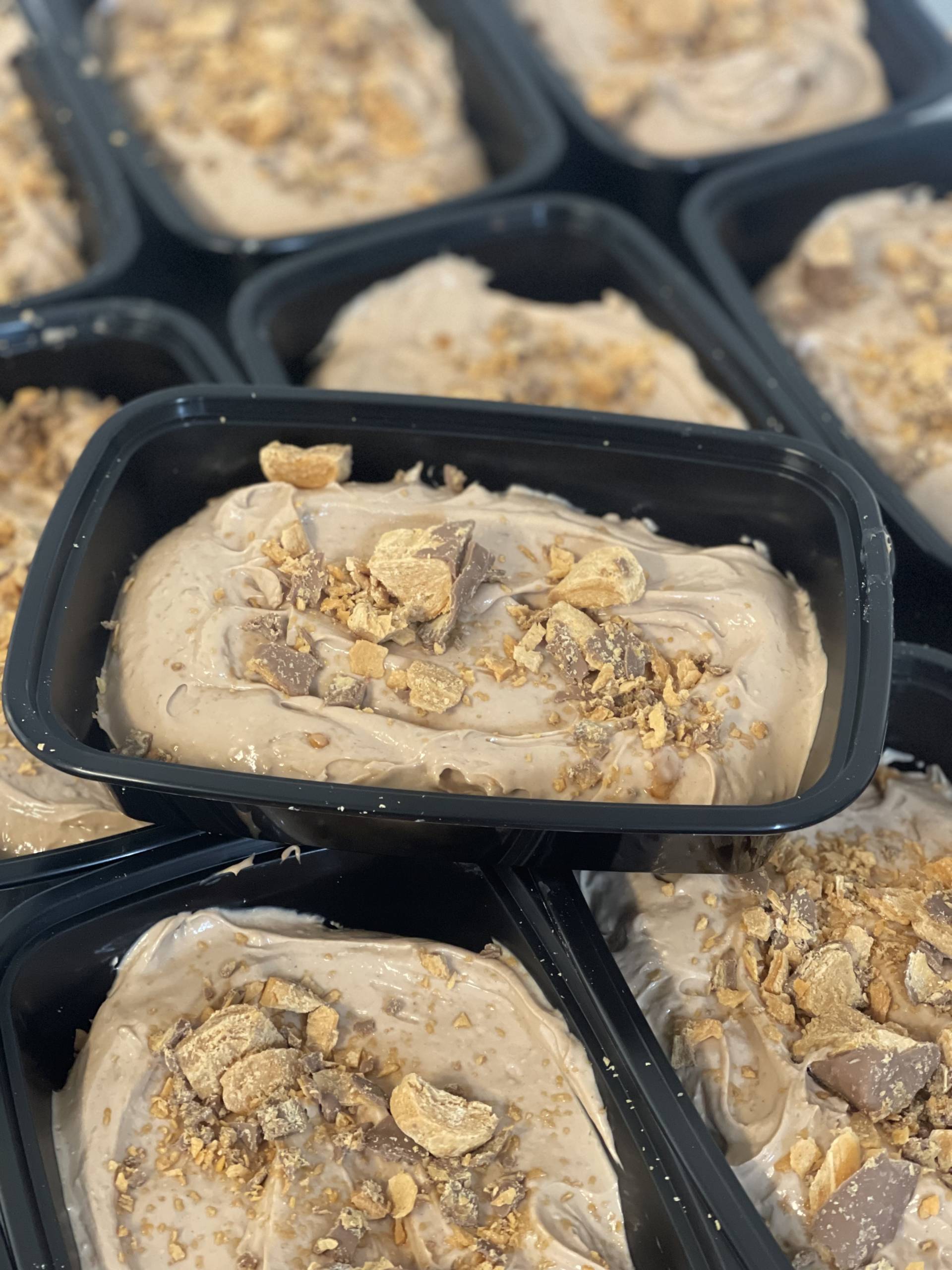 No Bake Butterfinger Protein Cheesecake Bowl - 2 Servings